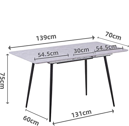 Niern Extendable Dining Table With Mdf Marble Top, Modern Rectangular Expandable Kitchen Table For Kitchen Dining Room (Deep) #TOP2