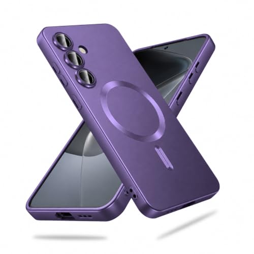 Image of DIZORO Samsung S24 fe Case, Compatible with Mag Safe Back Cover, Matte Luxury Metallic Luster Flexible TPU Wireless Charging Shockproof Case with Camera Protector (Metallic Silver)