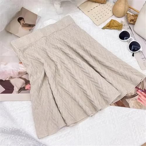 Women's High Waist Draped Feeling Pleated Skirt Solid Color Knitted A-Line Umbrella Half Length Skirt2