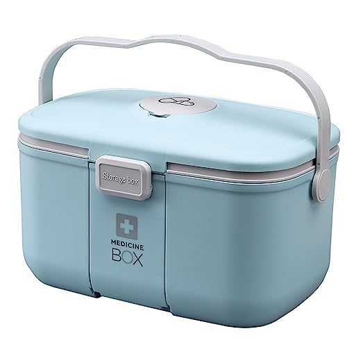 Homavit Scatola medicinali, Medicine Box, Organizer per medicinali 2 livelli, Porta medicine, Scatola Porta farmaci, per pronto soccorso,medicinali, per la casa, all'aperto(Blu)