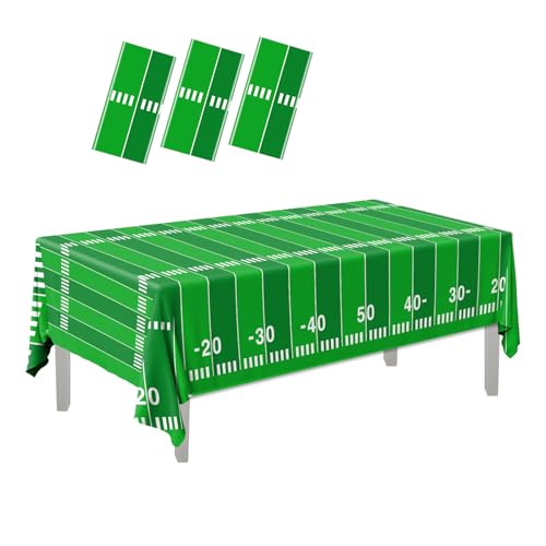 Juweked 3Pcs Football Tablecloth Plastic Football Field Tablecloth (108