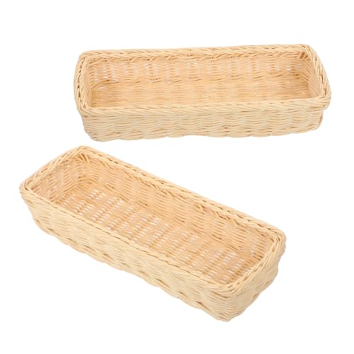 HEALSOPTHY 2Piezas Cesta Organizadora De Cubiertos De Mimbre Para Utensilios De Cocina Almacenamiento De Cucharas Tenedores Para Cocina Color