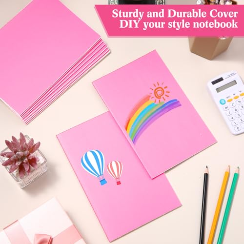 Image of 100 Pcs A5 Journals Notebooks Bulk,Pink,Lined | Kraft Softcover Small Notebooks 5.5 Inch x 8.3 Inch Notepads with 60 Page 30 Sheet for Writing Sketch Travel Office Supplies