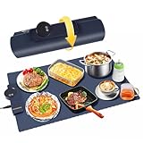 Food Warming Mat, 6-Temp Electric Warming Tray with Auto Shut-Off, Foldable Versatile Silicone Heating Pad, Portable Food Warmer for Parties Home Travel, Roll Up Food Warming Mat for Countertop