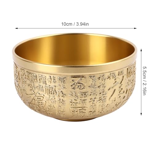 Acouto Messing Fortune Bowl, 3,94 -Zoll -Durchmesser, 2,16 -Zoll -Höhen -Tisch -Herzstück, das Schüssel für Brennende Weihrauch, Meditation, Yoga, Symbolik, Dekor und Spirituelle