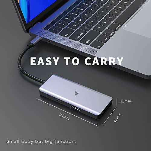 Image of Vaku Luxos USB Hub Type C SENTINEL 7IN1 multiport USB 2.0 /3.0 High-Speed Adapter connector (5GBPS) data transfer Converter Extension, 4K HDMI, SD /TF Card Reader docking station USB A Port Compatible with Macbook Air Pro (M1, M2 etc), iPad Pro Air, Laptop, and Other Type C Mobile & Devices