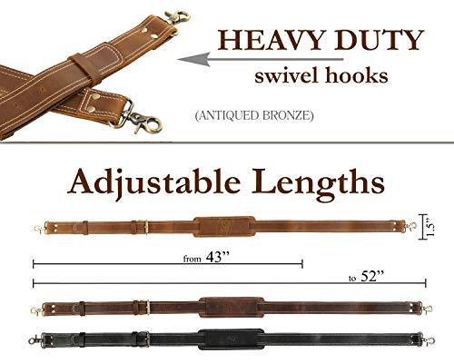 Messenger Bag Strap Replacement | Quality Genuine Cowhide Leather Adjustable Shoulder Strap | For Messenger, Laptop, Camera, Travel Bags And More (Light Brown) #TOP2