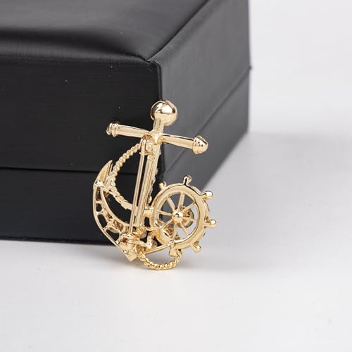 Image of Personality Pearl Crystal Anchor Fashion Brooch Pin Women's Clothing Accessories Jewelry Crystal Boat Anchor Brooch Rudder Brooch Pin