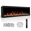 Kukoofyer 40" Electric Fireplace with Remote Control, Recessed and Wall Mounted Electric Fireplace, Touch Screen, Adjustable Flame Colors, Timer, 750/1500W, Log and Crystal
