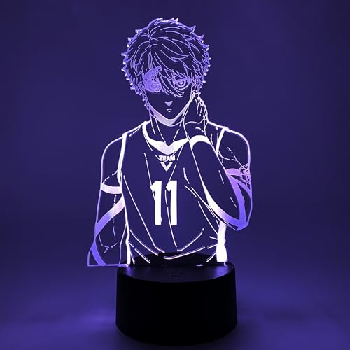 Veilleuse Seishiro Nagi Blue Lock LED 16 couleurs pour chambre otaku