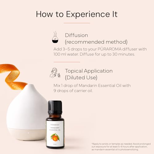 Image of Mandarin Essential Oil 10ml | Aromatherapy Oil for Diffuser, Sleep & Relaxation | Natural Essential Oil for Skin, Hair & DIY Blends | Therapeutic Grade Wellness Oil