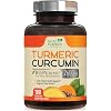 Turmeric Curcumin Supplement 2600mg - 95% Curcuminoids with Organic Turmeric & BioPerine Black Pepper for Best Absorption, Nature's Vegan Joint Support, Non-GMO Tumeric, Bottled in USA - 180 Capsules
