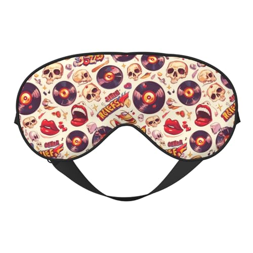 Antifaz para dormir para mujeres y hombres, diseño de calavera de música rock, hebilla ajustable, máscara de viaje para dormir, máscara de dormir suave, para mujeres y hombres, divertidas vendas para