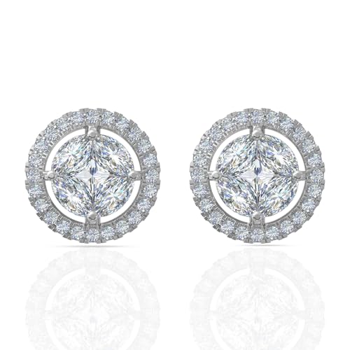 Image of 925 Sterling Silver Stud Earrings for Women | Cubic Zirconia Solitaire Ear Studs | Lightweight Hypoallergenic Anti-Tarnish Daily Wear Jewellery | Gift for Girls, Wife, Girlfriend, Mother, Sister | Birthday, Anniversary, Rakhi