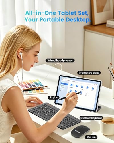 Image of TECLAST 2026 10 inch Android Tablet, P33Case Android 15 Tablet with Keyboard Case Mouse Stylus, 64GB ROM+4TB Expansion,Gemini AI, WiFi 6, 9H 6000mah, 2 in 1 Tablets 10 Accessories Kit for Daily Use