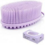 Silicone Body Scrubber for Shower - Gentle Exfoliating Back Scrubber with Soft Bristles - Avilana Premium Dual Sided Bath Brush Massage - Loofah Alternative for Sensitive Skin - Gift Women Men