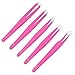 Alfaly Tweezers Set - Professional Stainless Steel 5-Piece Precision Tweezer for Men & Women - Great for Facial Hair Removal, Eyebrow Shaping, Splinters & Ingrown (Pink)
