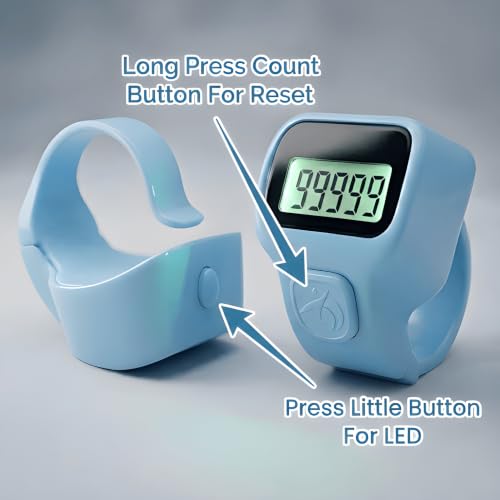 Image of Digital Finger Ring Counter, LCD Display, LED Back Light in Display, up to 99999 (Pack of 1- Any Random Colour Will Be Sent As Per Availability) (Sky Blue)