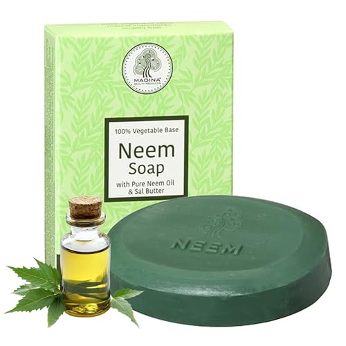 Madina Neem Advance Soap Bar Deep Cleansing Purifying Moisturizing Vegetable-Based Halal & RSPO Certified Gentle Cleanser for Face & Body 6 Pack (3.5 oz Each)