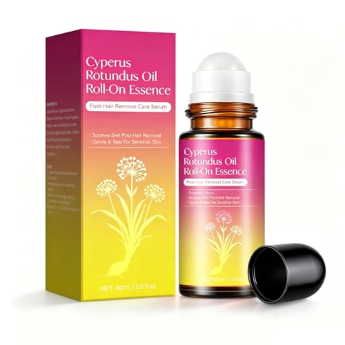 Post Hair Removal Soothing Roll-On Serum with Cyperus Rotundus Oil, 60ml Gentle Mess-Free Rollerball, Compact Size Perfect for Purse, Natural Calming Essence for Underarms Legs & Bikini Line