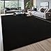 Foxmas 4x6 Area Rugs for Bedroom Living Room, Black Soft Thickened Memory Foam Carpet, Non-Slip Washable Indoor Modern Minimalist Shaggy Rug for Boys Girls Dorm Home Decor
