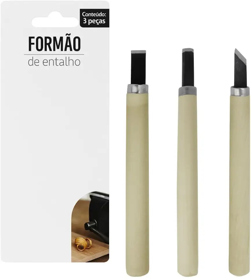 Kit 3 Formões Para Entalhe De Madeira Cabo Profissional Talhadeira