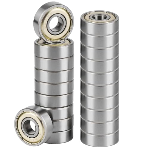 IMAGINE 20pcs 608zz Bearings Set Deep Groove Ball Bearings Made of Bearing Steel for Skateboards Rollers 3D Printers etc