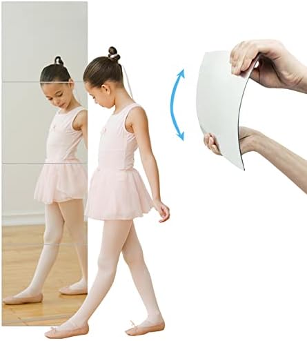 niansanli 4 Pack Self Adhesive Acrylic Mirror, 12 X 12 Inches Non Glass Mirror Tiles-Square Wall Mounted Mirror for Dorm Mirror Door Mirror Home Gym Mirror