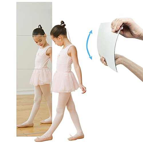 Niansanli 4 Pack Self Adhesive Acrylic Mirror, 12 X 12 Inches Non Glass Mirror Tiles-Square Wall Mounted Mirror For Dorm Mirror Door Mirror Home Gym Mirror #TOP20