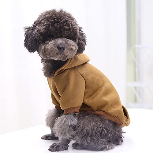 Dog Hoodie With Pocket Pet Warm Sweater For Winter Small Medium Dogs Puppy Coat Brown L #TOP3