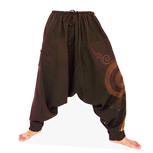 Siamrose Harem Pants Women Men, Drop Crotch Pants, Aladdin Pants, Yoga Pants, Boho Pants, One Size (Brown) #TOP6