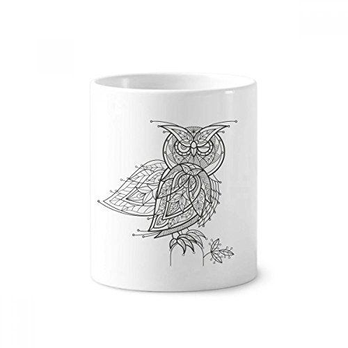 Oiseau Peinture vol de ligne noire gobelet en céramique blanche de 350ml pour brosse à dents