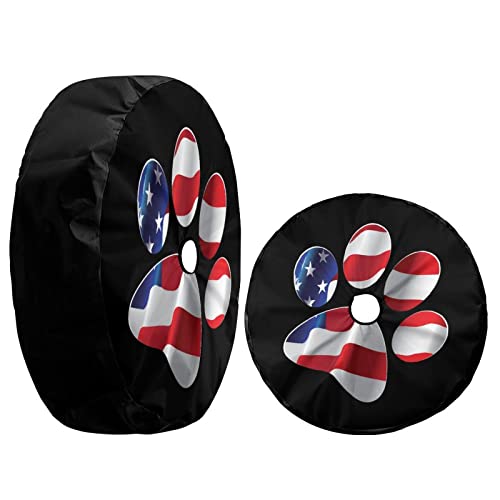 Image of Paws US American Flag Spare Tire Cover with Backup Camera Hole Wheel Tire Cover Fit Trailer, RV, SUV and Many Vehicle 12inch