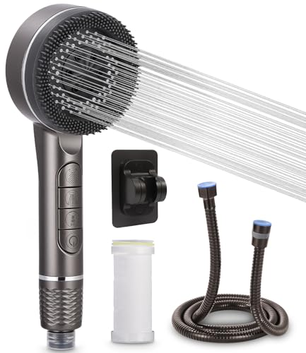 Alcachofa de Ducha con Filtro, 4 Modos Alcachofa Ducha con Manguera 1.5M, Cabezal Ducha, Alcachofa Ducha Alta Presión, Shower Head con Soporte, Telefono Ducha para Cuarto de Baño, Bañera