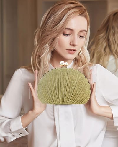 Image of Women Seashell Evening Bag Purse Mermaid Chain Strap Clutch Handbag Shoulder Bag | Seashell