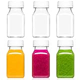 Norcalway 4 Oz Small Plastic Bottles with Black Caps for Liquids - Ginger Shot Lids, Wellness Juice Freezer Safe, Leak Proof, Food Grade 4 Oz 6 Pack, white