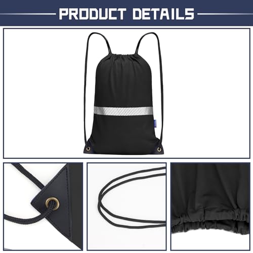 Image of AYKRM Personalized Black Drawstring Backpack Bag work Sackpack logo