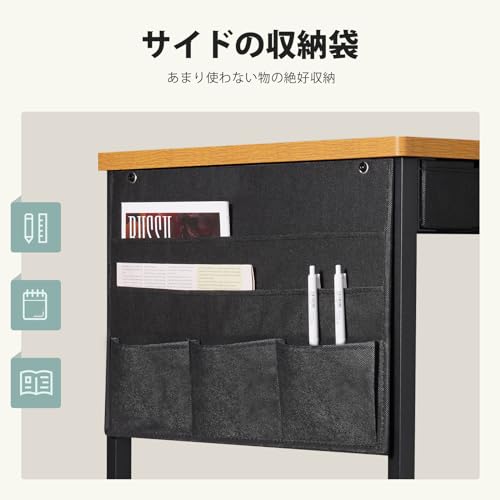 YeTom デスク 机 pcデスク つくえ 作業机 学習机 勉強机 幅100cm×奥行48cm ワーキングデスク computer desk 桌子 事務机 电脑桌 ラック付きデスク パソコンテーブル 引き出し付きデスク オフィスデスク テレワークデスク 书桌 ナチュラル [3]