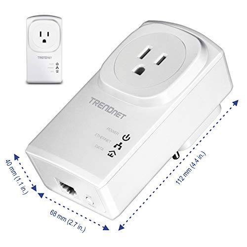 Trendnet Powerline 500 Av Nano Adapter Kit With Built-In Outlet, Power Outlet Pass-Through, Includes 2 X Tpl-407E Adapters, Plug & Play, Ideal For Smart Tvs, Gaming, White, Tpl-407E2K #TOP3