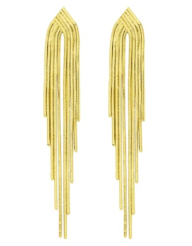 KristLand S925 Plata Esterlina Cadena Mujer Pendientes Colgados de Borlas Largas Drop Stud Para Fiestas Bodas