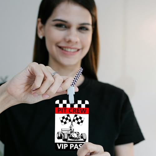 25 Sets Racing VIP Pass Cards with Racing Lanyards Bulk PVC VIP Pass Cards with White and Black Lanyards for Event Gamer Race Car Theme Birthday Party Fast One Party Supplies (Black) by LBLNUGURI - Used condition - Image 2