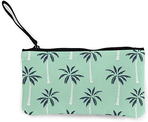 Preisvergleich Produktbild Flyup Palmen blau Leinwand Geldbörse Unisex Tasche Mini Brieftasche Schlüsselhalter Karten Veranstalter mit Reißverschluss für Frauen und Männer Casual Daypacks