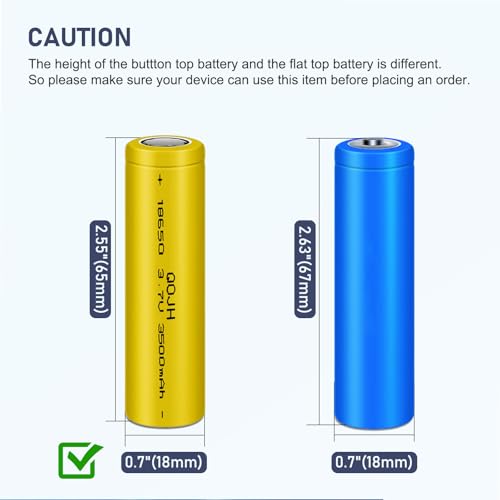 image for QOJH 18650 Rechargeable Battery 2Pack 3500mAh 3.7 Volt Rechargeable Ba