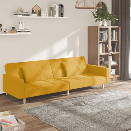 DYRJDJWIDHW Sofas de Salon cheslong,sofá Cama 1 Plaza,Sofa Cama Clic clac,Sofá Cama de 2 plazas con Dos Almohadas Tela Color amarilloAdecuado para salón, Dormitorio