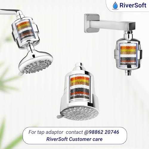 Image of RIVERSOFT SFC-15 PRO Shower Filter Cartridge with 15 Stage | for IMPROVING Hair and Skin (PP, White, Pack of 4)