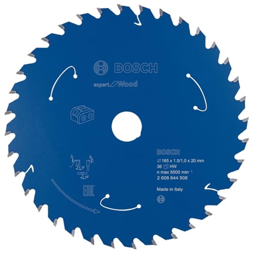 Bosch Accessories Lama Per Sega Circolare Expert For Wood (Legno, 165 x 20 x 1.5 mm, 36 Denti, Accessorio Per Sega Circolare A Batteria)