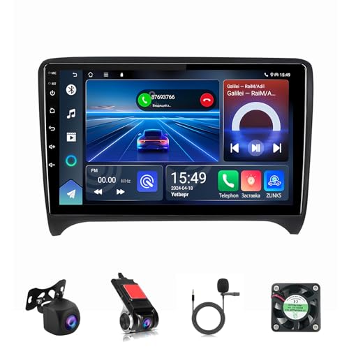 Generico Autoradio 9 Android 14 Double DIN per Audi TT (2006-2012) - Bluetooth, WiFi, Navigazione GPS, Telecamera AHD, Android Auto, CarPlay, Touch Screen, Impianto Stereo (T2 2+32G)