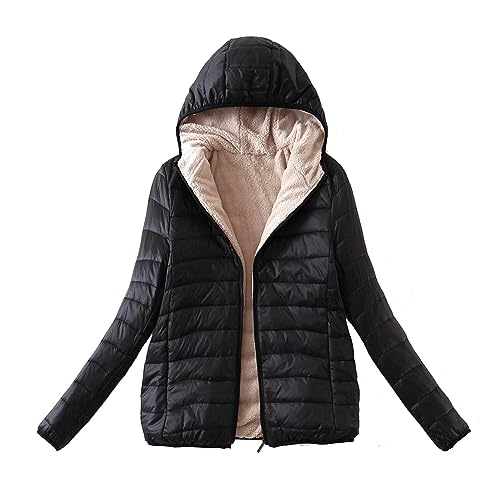 SHOPESSA Jaqueta feminina acolchoada sherpa leve com capuz roupas femininas de inverno moda 2023 rou