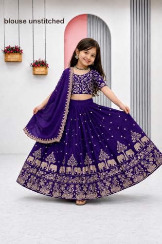 Image of Kids Lehenga Choli with Elephant Embroidery