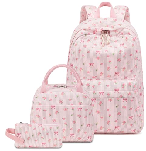 Bluboon School Backpack Set Girls Womens Laptop Bookbag Casual Daypack Fits 15 inch Laptop with Lunch Tote Bag and Pencil Bag